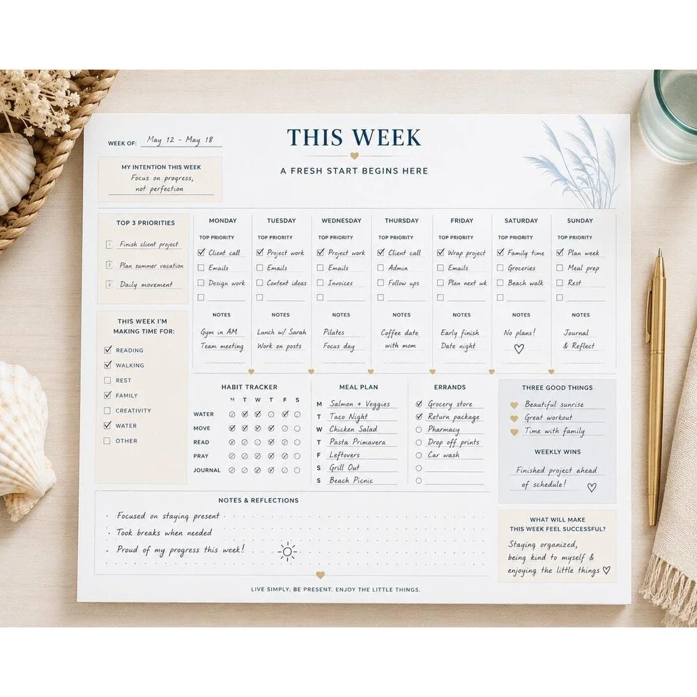 Personalized Weekly Planner Spiral Bound | 52 Week Undated Planner | Personalize